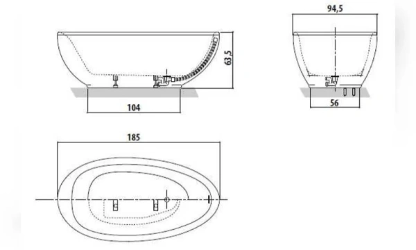 Акриловая Ванна Jacuzzi Desire 185X95 9443-814A