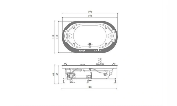 Акриловая Ванна Jacuzzi Opalia 190X110 9F43-499A