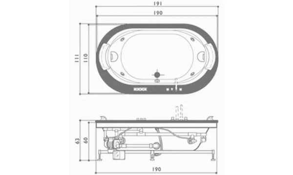 Акриловая Ванна Jacuzzi Opalia 190X110 9F43-498A