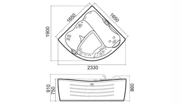 Акриловая Ванна Jacuzzi Maxima 165X165 9F43-788A